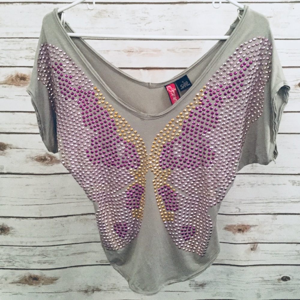 Butterfly Purple/Gold Stud Top NEW!